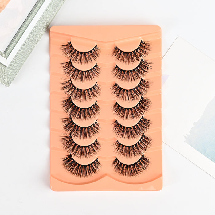 7 Pairs of False Eyelashes Natural Look Fluffy Cat Eye Wispy Lashes Pack