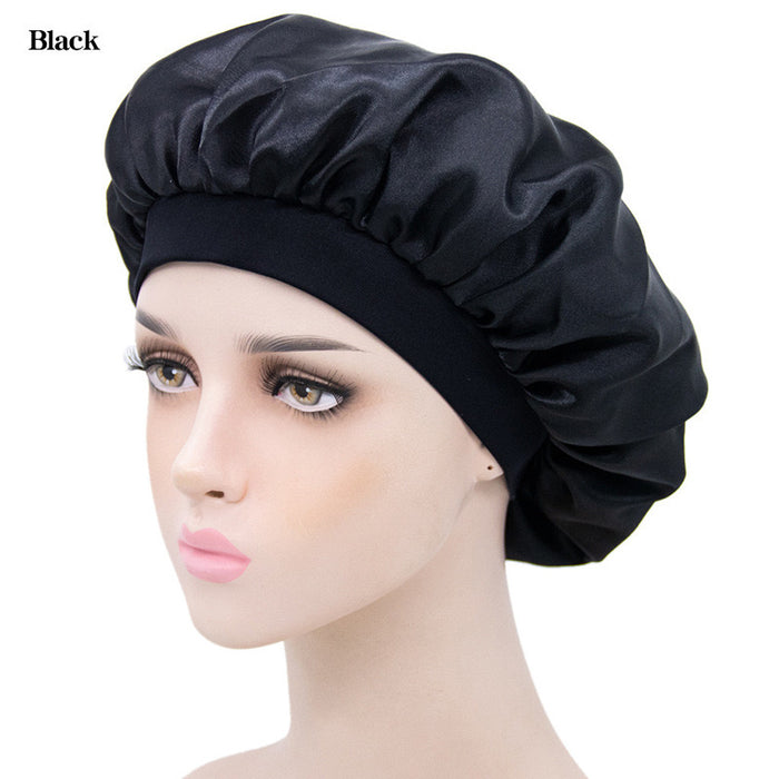 Night Sleep Caps with Wide Elastic Band Sleeping Hat for Hair Extensions