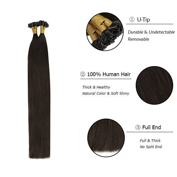 u tip brown human hair extensions